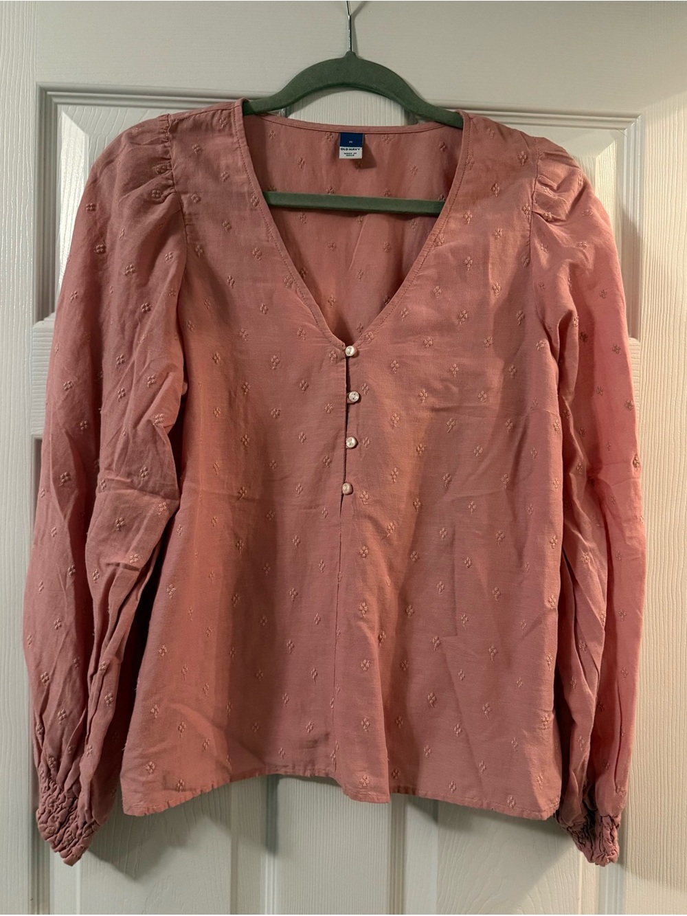Old Navy Dusty Pink V-Neck Button Front Blouse